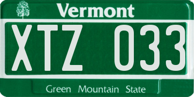 VT license plate XTZ033