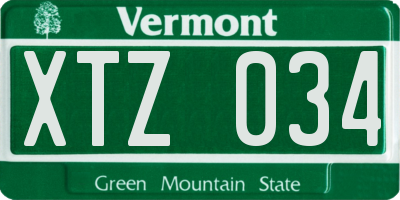 VT license plate XTZ034