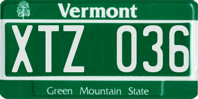 VT license plate XTZ036