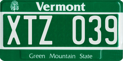 VT license plate XTZ039