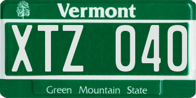 VT license plate XTZ040