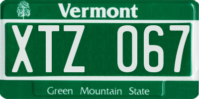 VT license plate XTZ067