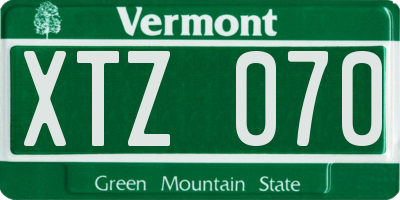 VT license plate XTZ070