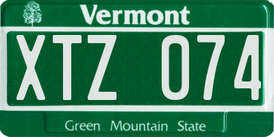 VT license plate XTZ074