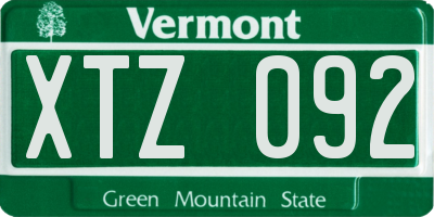 VT license plate XTZ092