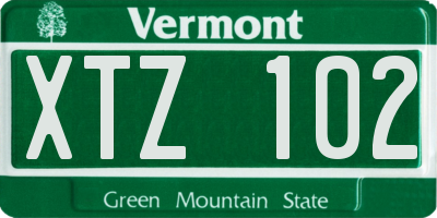 VT license plate XTZ102