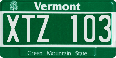 VT license plate XTZ103
