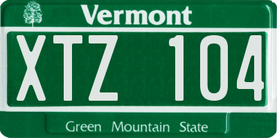 VT license plate XTZ104