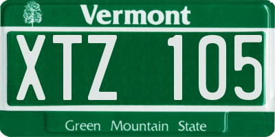 VT license plate XTZ105