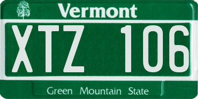 VT license plate XTZ106