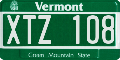 VT license plate XTZ108