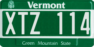 VT license plate XTZ114