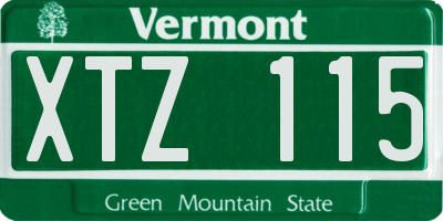 VT license plate XTZ115