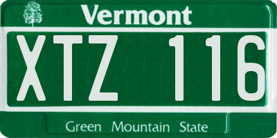 VT license plate XTZ116