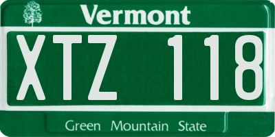 VT license plate XTZ118