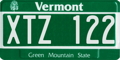 VT license plate XTZ122