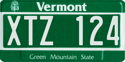 VT license plate XTZ124