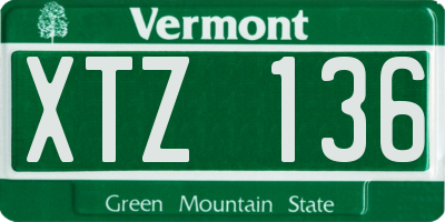 VT license plate XTZ136