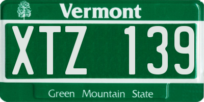 VT license plate XTZ139