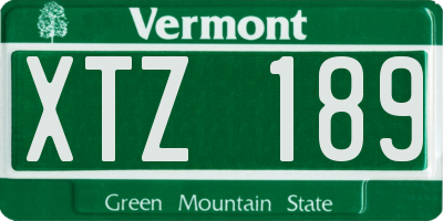 VT license plate XTZ189