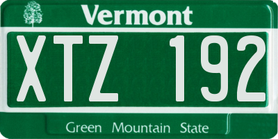 VT license plate XTZ192