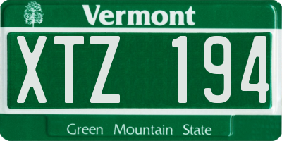 VT license plate XTZ194
