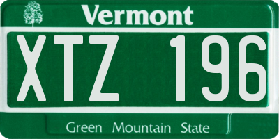 VT license plate XTZ196