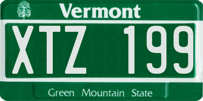 VT license plate XTZ199