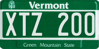 VT license plate XTZ200