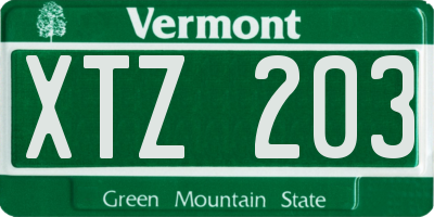 VT license plate XTZ203
