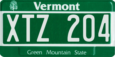 VT license plate XTZ204