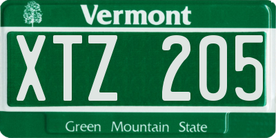 VT license plate XTZ205