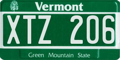 VT license plate XTZ206