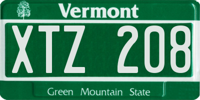 VT license plate XTZ208