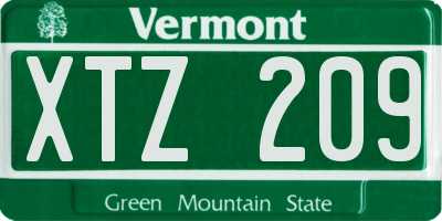 VT license plate XTZ209