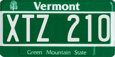 VT license plate XTZ210