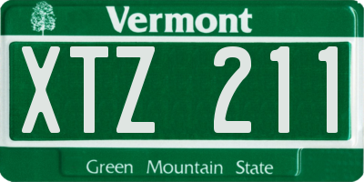 VT license plate XTZ211