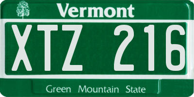 VT license plate XTZ216