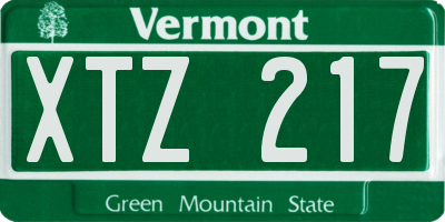 VT license plate XTZ217