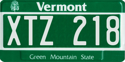 VT license plate XTZ218