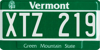 VT license plate XTZ219
