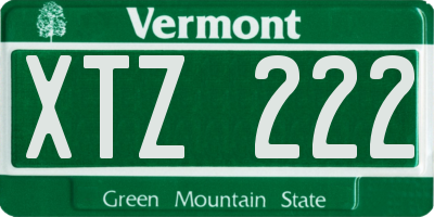VT license plate XTZ222