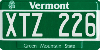 VT license plate XTZ226