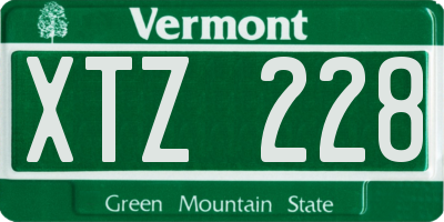 VT license plate XTZ228