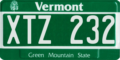 VT license plate XTZ232