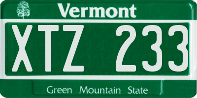 VT license plate XTZ233