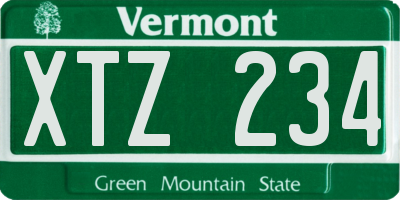 VT license plate XTZ234