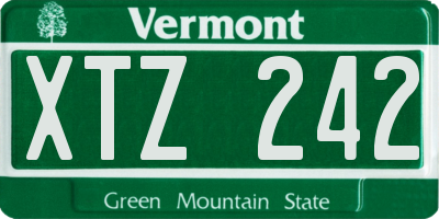 VT license plate XTZ242
