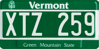 VT license plate XTZ259