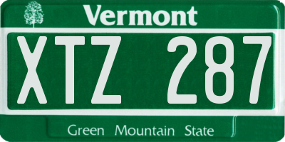 VT license plate XTZ287